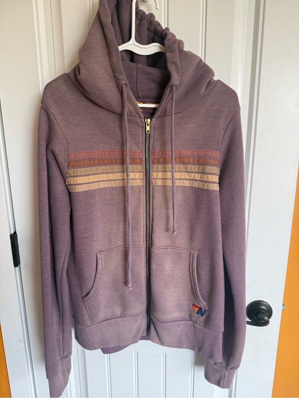 Aviator Nation Faded Mocha Zip-Up Hoodie- Med